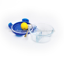 Round glass food storage container with 3 compartments